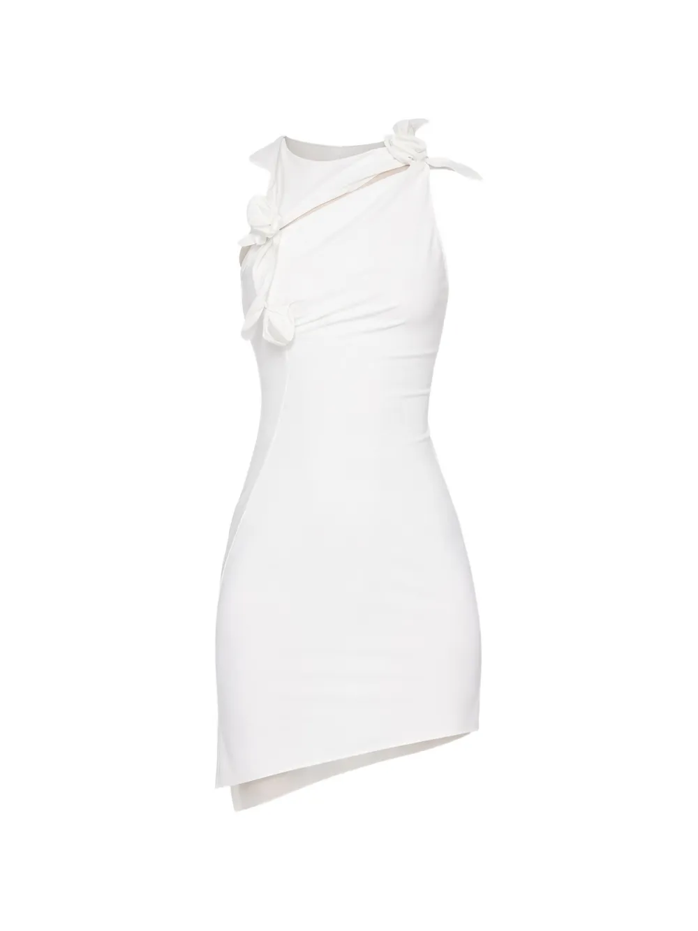 Asymmetric Flower Mini Dress