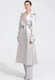 Silk Satin Flare Trench Coat