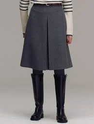 FENCHURCH A-line wool midi skirt (Charcoal)