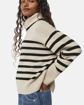 Whistles Women's Petite Stripe Wool Turtleneck Sweater