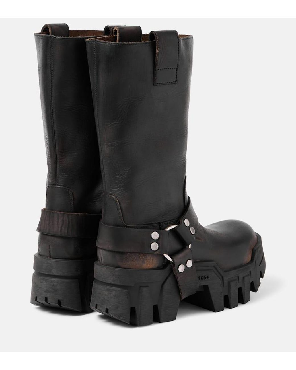 Harness Leather Biker Boots