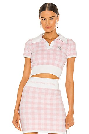 Gingham Polo Pullover Top