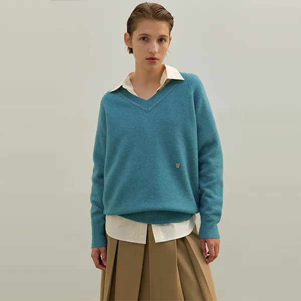 Hairy Loose Fit Raglan V-Neck Knit (T-6721)