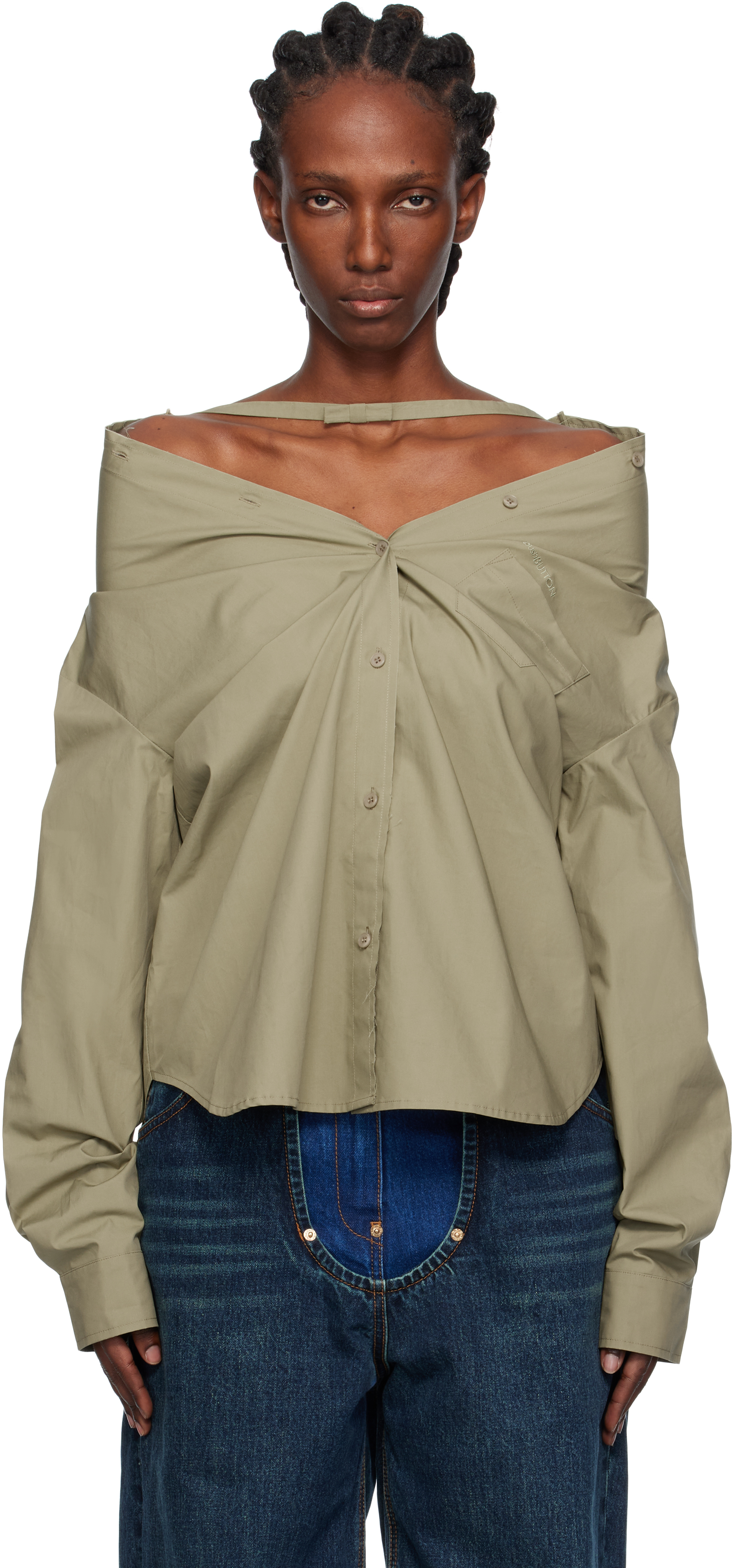Khaki Dropped Shoulder Shirt