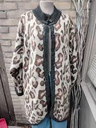 Vintage mohair blend Leapard print beige brown knitted buttons cardigan cardigan size L/XL