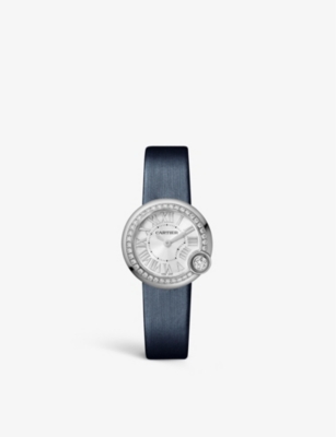 CRW4BL0002 Ballon Blanc de Cartier stainless-steel, 0.56ct brilliant-cut diamond and leather quartz watch
