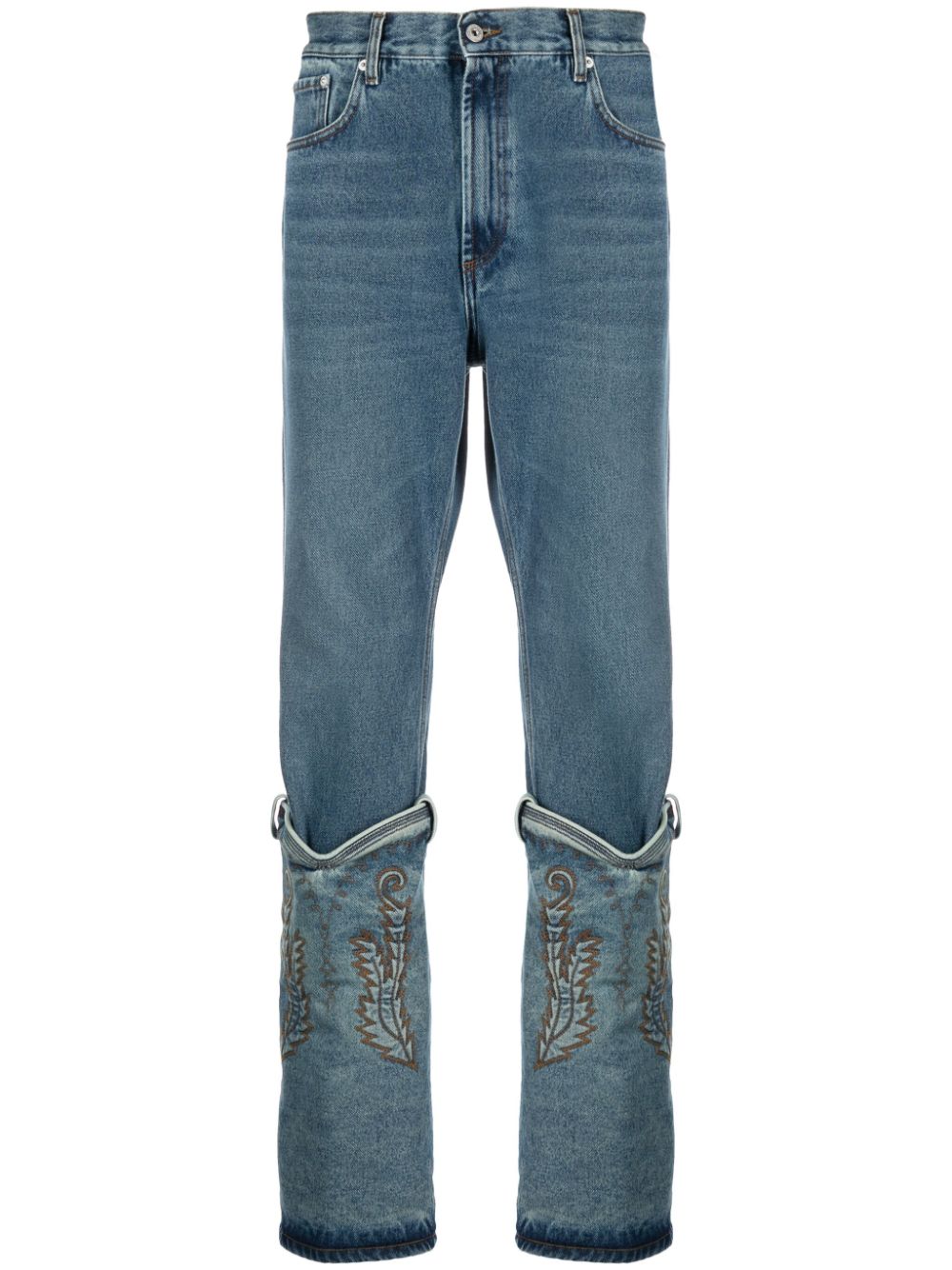 Cowboy-cuff Straight Jeans
