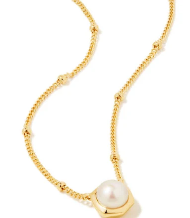 Kendra Scott Davie Sterling Silver Freshwater Cultured Pearl Dainty Pendant Necklace