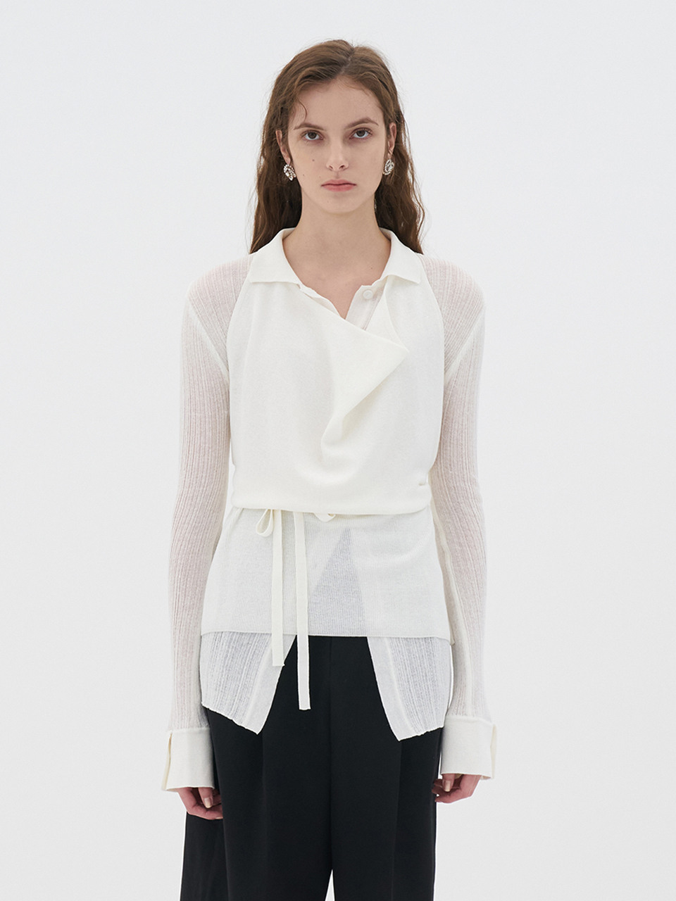 Knit Linen Top And Vest Set