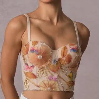 Lynn Floral Beaded Bustier Top