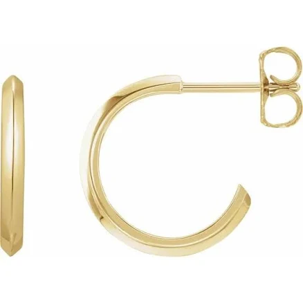 14k Gold Knife Edge Hoop Earrings