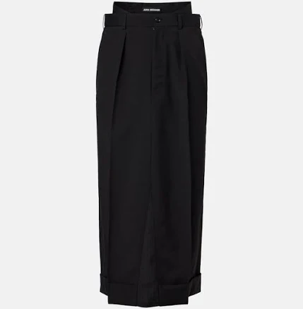 Junya Watanabe, Pleated midi skirt, Women, Black, US 4, Skirts, Wool