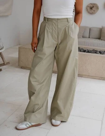 High-Rise Wide Leg Pintuck Pants