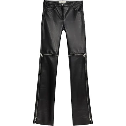 Blumarine - leather zip-detail trousers - women - Calf Leather - 40 - Black