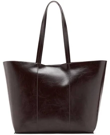 MANGO Women's Large Leather Shopper Bag