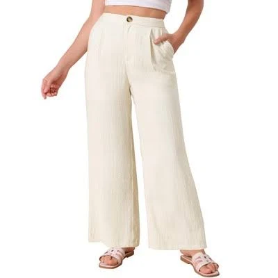 Inspire CHIC Women's Casual Linen High Waist Wide Leg Palazzo Pants