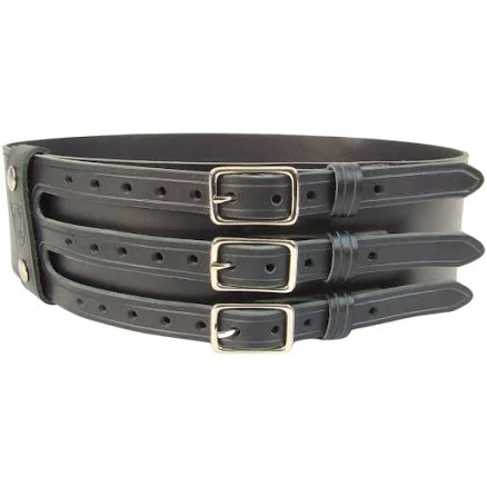 Extra Wide Leather Kilt Belt with Triple Buckle