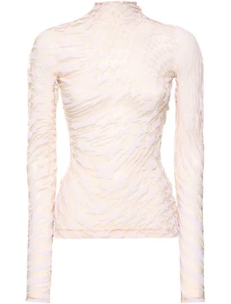 MUGLER | Flocked bodysuit | WOMEN | Snow/Nude | 34 | Elastodiene Polyamide | 3999990854328