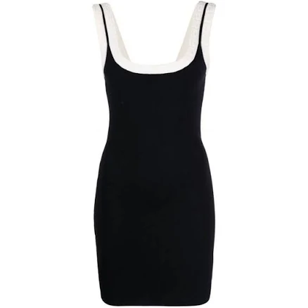 Alexander Wang Dresses | Alexander Wang Logo Jacquard Trim Tank Mini Dress Colorblock Black White Xs | Color: Black | Size: Os | Thereluxevault's