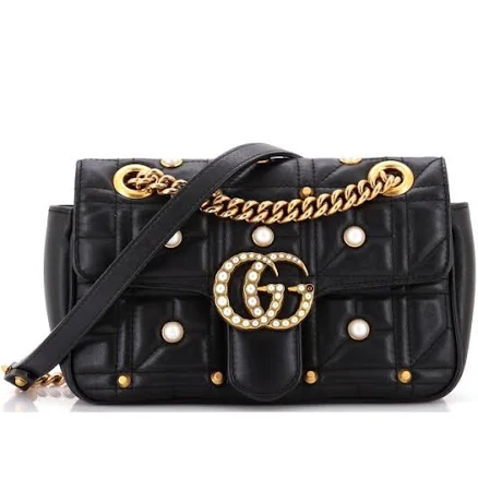 Gucci Pearly Gg Marmont Leather Mini Shoulder Bag