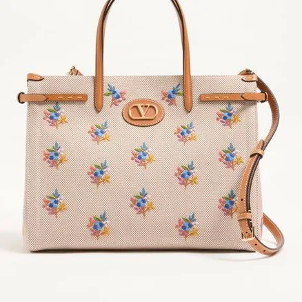 Valentino Garavani Women's Antibes Floral-Embroidered Canvas Tote Bag