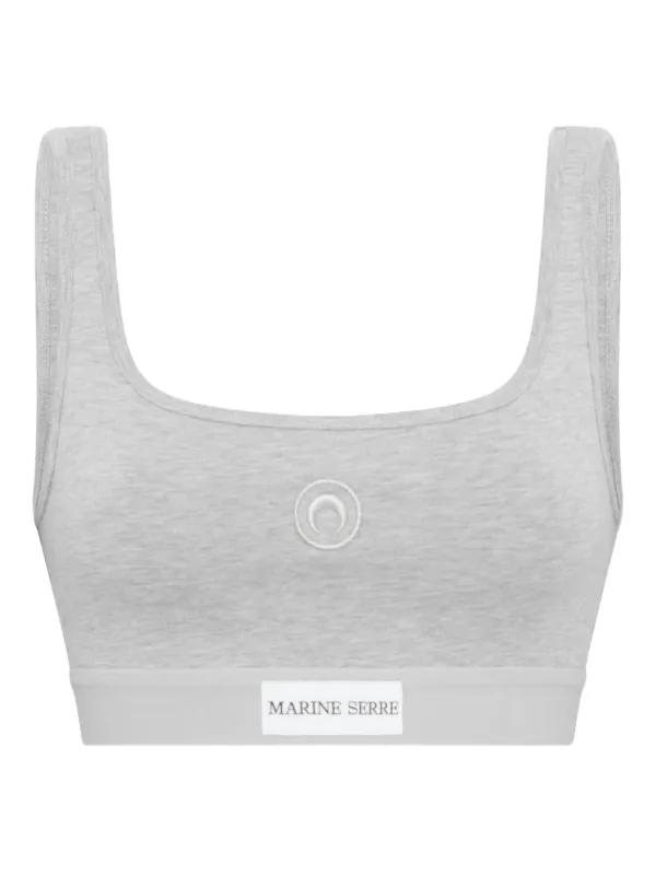 Logo-patch Scoop-neck Bra