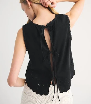 Abercrombie & Fitch Women's Linen-Blend Tie-Back Top