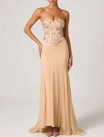 Oh Polly Embellished Corset Fishtail Gown