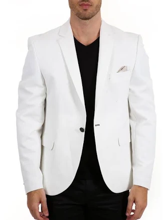 Diamond Pattern Textured Evening Blazer White