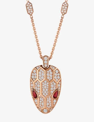 BVLGARI - Serpenti Seduttori 18ct pink-gold, diamond and rubellite necklace