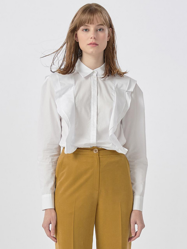 Tencel Ruffle Placket Shirt