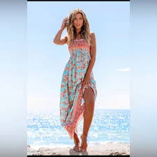 Cupshe Women's Sleeveless Square Neck Floral Maxi Dress