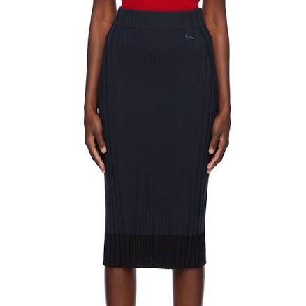 Maison Kitsuné Baby Fox Patch Ribbed Midi Skirt