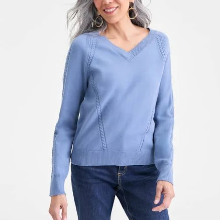 Style & Co. Women's Cable-Knit V-Neck Sweater