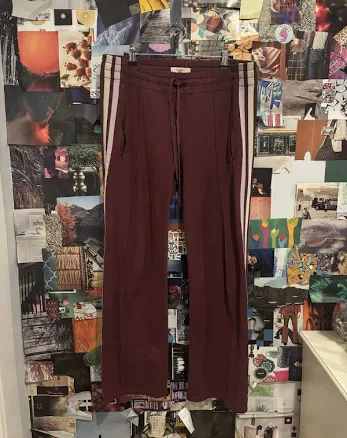 Isabel Marant Étoile Burgundy Track Pants Side Stripe Drawstring