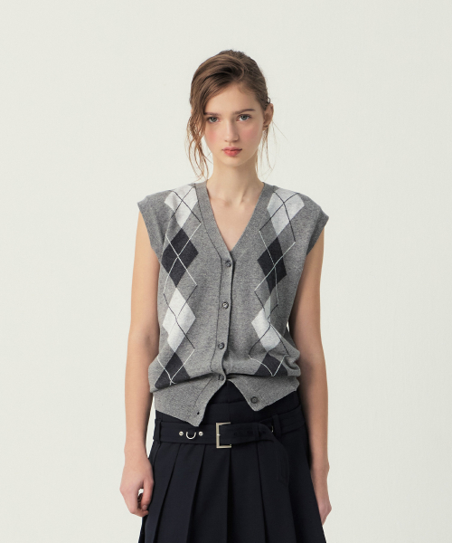 CARSON ARGYLE KNIT VEST (GREY)