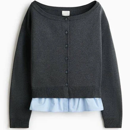 H&M Women's Layered Off-the-Shoulder Cardigan