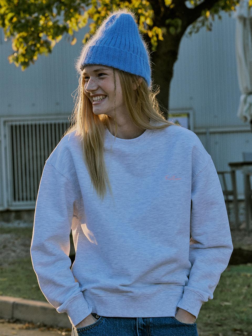 Fur Logo Relaxed Fit Cotton Blend Sweatshirt [Light Grey/Navy]