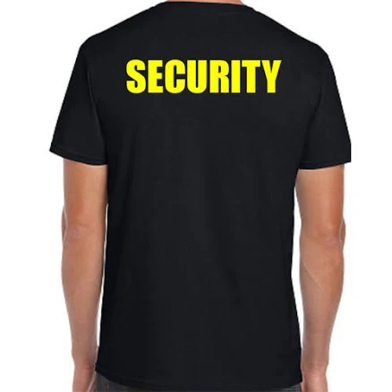 Black Security t-shirt - yellow imprint by TshirtByDesign