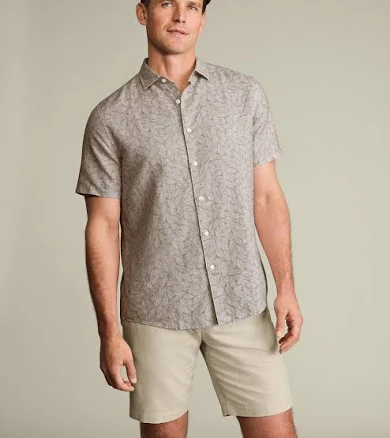 Charles Tyrwhitt Men's Cotton Linen Leaf Print Shirt