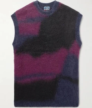 Japan Dégradé Brushed Jacquard-Knit Sweater Vest