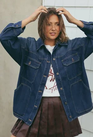 Denim Ombre Wash Oversized Jacket