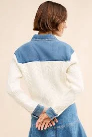 Dolan Denim Cable Mix Cardigan Sweater