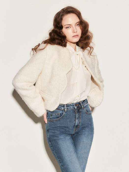 Wool Scallop Crop Jacket