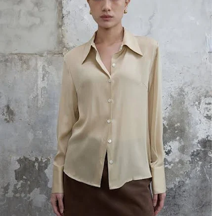 "THE BOONDOCK SAINTS Sharp Collar Silk Shirt" by W Concept