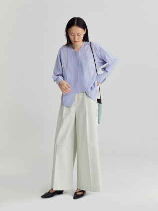 Buttoned Placket Silk Blouse