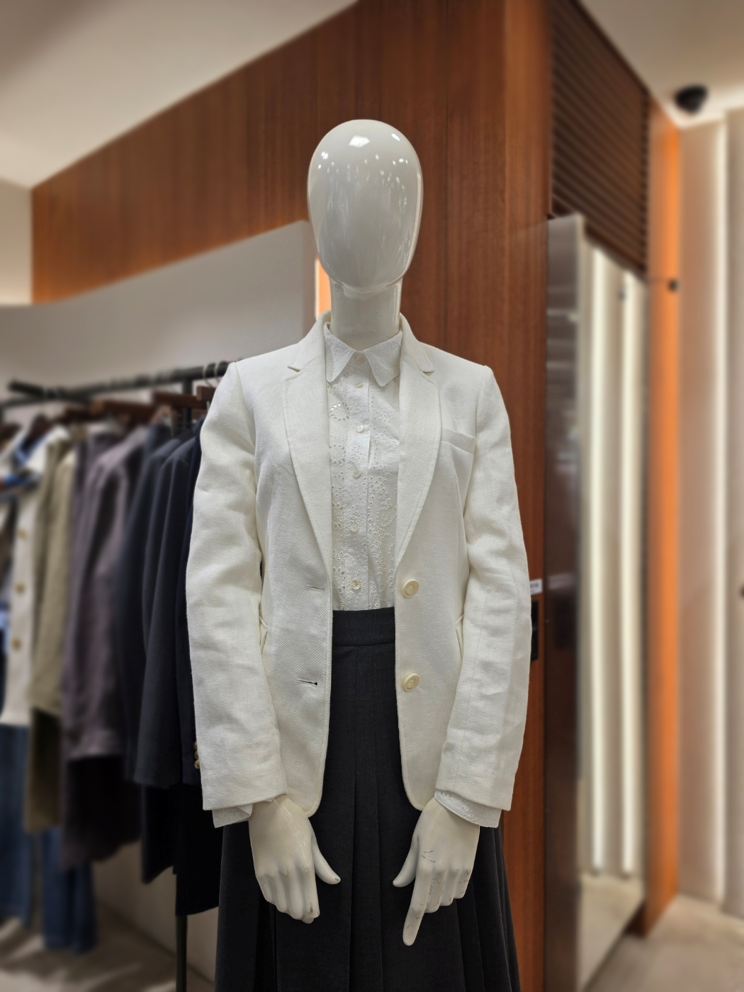 BCBG 린넨 헤링본 재킷