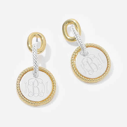 Monogrammed Cable Drop Earrings