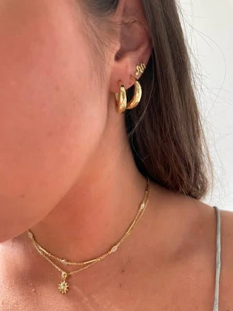14K Gold Plated Sterling Silver Chunky Moon Hoops
