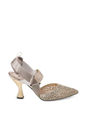 Fishnet Perforated Slip-on Pumps